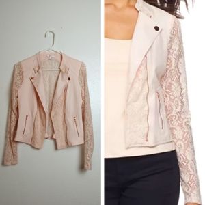 Candie's Lace Jacket Women's Size L Junior Gold Rose Motorcycle